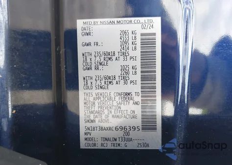 2024 Nissan Rogue Sv Fwd from USA, damaged, VIN 5N1BT3BAXRC696395